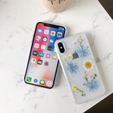 Real Dried Flower Glitter Foil Clear Phone Case Back Cover - iPhone 11/11 Pro/11 Pro Max/XS Max/XR/XS/X/8 Plus/8/7 Plus/7 - halloladies