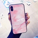 Marble Tempered Glass Phone Case Back Cover for iPhone XS Max/XR/XS/X/8 Plus/8/7 Plus/7/6s Plus/6s/6 Plus/6 - halloladies