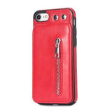 Fashion Zipper Leather Card Holder Wallet Phone Case Back Cover - iPhone XS Max/XR/XS/X/8 Plus/8/7 Plus/7/6s Plus/6s/6 Plus/6 - halloladies