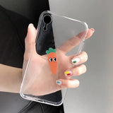 Cute Cartoon Carrot Transparent Couple Soft TPU Phone Case Back Cover - iPhone 11/11 Pro/11 Pro Max/XS Max/XR/XS/X/8 Plus/8/7 Plus/7 - halloladies