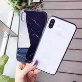 Marble Tempered Glass Phone Case Back Cover for iPhone XS Max/XR/XS/X/8 Plus/8/7 Plus/7/6s Plus/6s/6 Plus/6 - halloladies