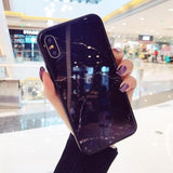 Marble Tempered Glass Phone Case Back Cover for iPhone XS Max/XR/XS/X/8 Plus/8/7 Plus/7/6s Plus/6s/6 Plus/6 - halloladies