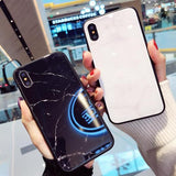 Marble Tempered Glass Phone Case Back Cover for iPhone XS Max/XR/XS/X/8 Plus/8/7 Plus/7/6s Plus/6s/6 Plus/6 - halloladies