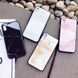 Marble Tempered Glass Phone Case Back Cover for iPhone XS Max/XR/XS/X/8 Plus/8/7 Plus/7/6s Plus/6s/6 Plus/6 - halloladies