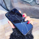 Creative Marble Tempered Glass Phone Case Back Cover for iPhone XS Max/XR/XS/X/8 Plus/8/7 Plus/7/6s Plus/6s/6 Plus/6 - halloladies