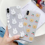 Cute Cartoon Animal Funny Rabbit Bear Phone Case Back Cover - iPhone 11/11 Pro/11 Pro Max/XS Max/XR/XS/X/8 Plus/8/7 Plus/7 - halloladies