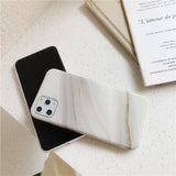 Simple Gradient Marble White Phone Case Back Cover - iPhone 11 Pro Max/11 Pro/11/XS Max/XR/XS/X/8 Plus/8/7 Plus/7 - halloladies