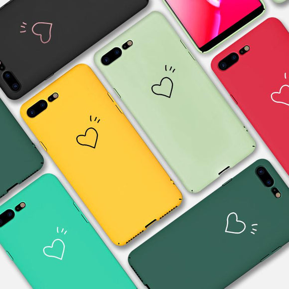 Ultra Thin Matte Solid Color Love Heart Hard Phone Case Back Cover - iPhone 11 Pro Max/11 Pro/11/XS Max/XR/XS/X/8 Plus/8 - halloladies