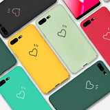 Ultra Thin Matte Solid Color Love Heart Hard Phone Case Back Cover - iPhone 11 Pro Max/11 Pro/11/XS Max/XR/XS/X/8 Plus/8 - halloladies