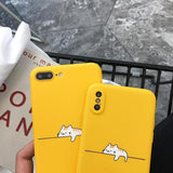 Simple Yellow Lazy Cat Hard PC Phone Case Back Cover for iPhone 11 Pro Max/11 Pro/11/XS Max/XR/XS/X/8 Plus/8/7 Plus/7/6s - halloladies
