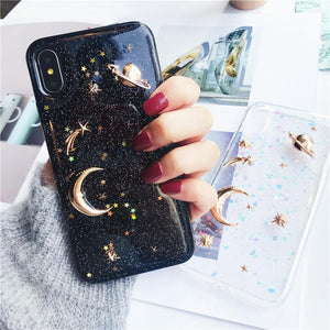 3D Space Moon Star Planet Phone Case Back Cover - iPhone 12 Pro Max/12 Pro/12/12 Mini/SE/11 Pro Max/11 Pro/11/XS Max/XR/XS/X/8 Plus/8 - halloladies