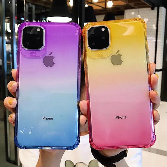 Gradient Color Shockproof Edge Soft TPU Phone Case Back Cover - iPhone 12 Pro Max/12 Pro/12/12 Mini/SE/11 Pro Max/11 Pro/11/XS Max/XR/XS/X/8 Plus/8 - halloladies