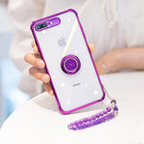 Luxury Diamond Love Heart Magnetic Finger Ring Stand Bracelet Phone Case Back Cover - iPhone 11/11 Pro/11 Pro Max/XS Max/XR/XS/X/8 Plus/8/7 Plus/7 - halloladies