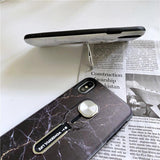 Simple Marble Hide Loop Stand Phone Case Back Cover - iPhone 11 Pro Max/11 Pro/11/XS Max/XR/XS/X/8 Plus/8/7 Plus/7 - halloladies