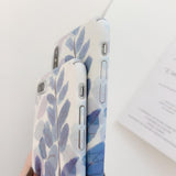 Watercolor Blue Leaf Matte Hard Phone Case Back Cover for iPhone XS Max/XR/XS/X/8 Plus/8/7 Plus/7/6s Plus/6s/6 Plus/6 - halloladies