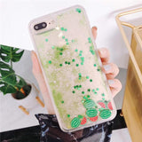 Flowing Liquid Bling Glitter Watermelon Avocado TPU Phone Case Back Cover for iPhone XS Max/XR/XS/X/8 Plus/8/7 Plus/7/6s Plus/6s/6 Plus/6 - halloladies