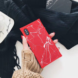 Marble Texture Pattern Square Phone Case Back Cover - iPhone XS Max/XR/XS/X/8 Plus/8/7 Plus/7/6s Plus/6s/6 Plus/6 - halloladies