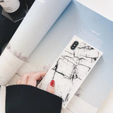 Marble Texture Pattern Square Phone Case Back Cover - iPhone XS Max/XR/XS/X/8 Plus/8/7 Plus/7/6s Plus/6s/6 Plus/6 - halloladies