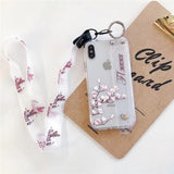 Magnolia Flower Clear Wrist Strap Lanyard Phone Case Back Cover - iPhone 11/11 Pro/11 Pro Max/XS Max/XR/XS/X/8 Plus/8/7 Plus/7 - halloladies