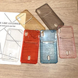 Solid Color Transparent Card Holder Soft Phone Case Back Cover - iPhone 12 Pro Max/12 Pro/12/12 Mini/SE/11 Pro Max/11 Pro/11/XS Max/XR/XS/X/8 Plus/8 - halloladies