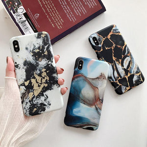 Retro Marble Pattern Soft Phone Case Back Cover - iPhone 11/11 Pro/11 Pro Max/XS Max/XR/XS/X/8 Plus/8/7 Plus/7 - halloladies