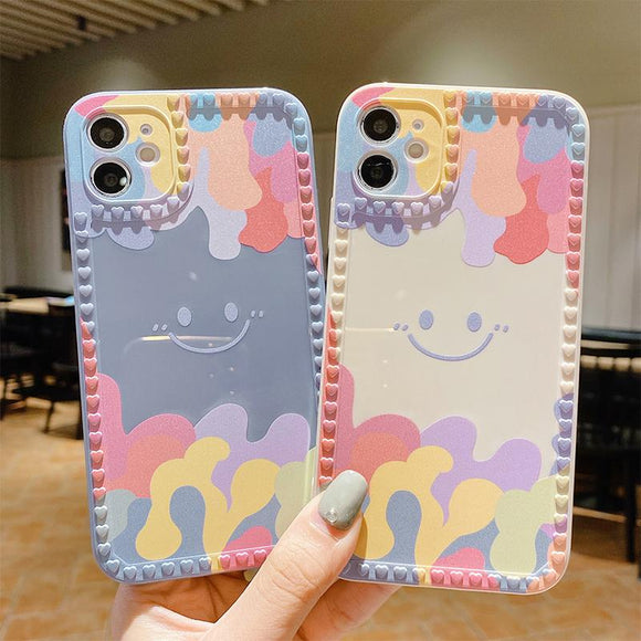 Cute Cartoon Watercolor Smile Silicone iPhone Case