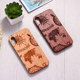Engraved World Map Travel Adventure Wood Phone Case Back Cover - iPhone 11/11 Pro/11 Pro Max/XS Max/XR/XS/X/8 Plus/8/7 Plus/7 - halloladies