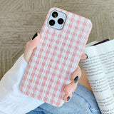 Warm Plaid Cloth Fabric Simple Phone Case Back Cover for iPhone 12 Pro Max/12 Pro/12/12 Mini/SE/11 Pro Max/11 Pro/11/XS Max/XR/XS/X/8 Plus/8 - halloladies