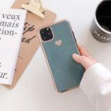 Electroplated Love Heart Phone Case Back Cover for iPhone 11/11 Pro/11 Pro Max/XS Max/XR/XS/X/8 Plus/8/7 Plus/7 - halloladies