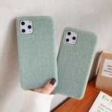Warm Velvet Cloth Solid Color Phone Case Back Cover - iPhone 11 Pro Max/11 Pro/11/XS Max/XR/XS/X/8 Plus/8/7 Plus/7 - halloladies