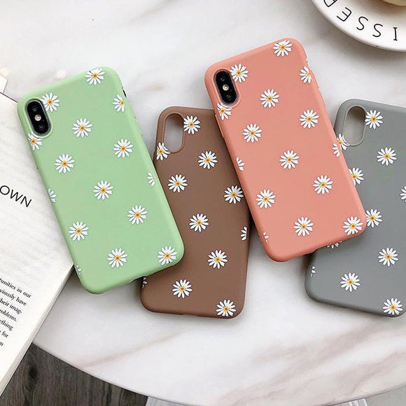 Cute White Chrysanthemum Flower Phone Case Back Cover for iPhone 11/11 Pro/11 Pro Max/XS Max/XR/XS/X/8 Plus/8/7 Plus/7 - halloladies