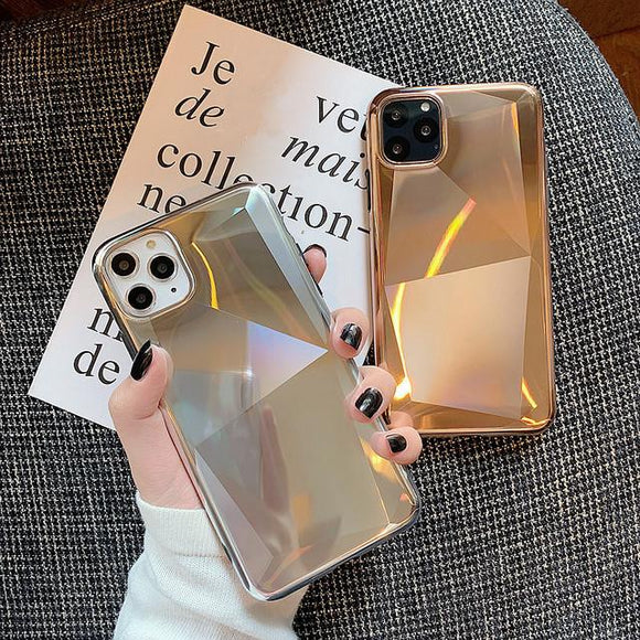 Crystal Plating Mirror Phone Case Back Cover for iPhone 11 Pro Max/11 Pro/11/XS Max/XR/XS/X/8 Plus/8/7 Plus/7 - halloladies