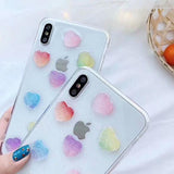 Glitter 3D Cute Candy Love Heart Clear Phone Case Back Cover - iPhone 11 Pro Max/11 Pro/11/XS Max/XR/XS/X/8 Plus/8/7 Plus/7 - halloladies