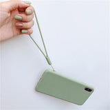 Candy Color Strap TPU Phone Case Back Cover for iPhone 11/11 Pro/11 Pro Max/XS Max/XR/XS/X/8 Plus/8/7 Plus/7 - halloladies