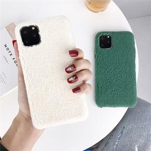 Solid Color Warm Hairy Plush TPU Phone Case Back Cover for iPhone 11/11 Pro/11 Pro Max/XS Max/XR/XS/X/8 Plus/8/7 Plus/7 - halloladies