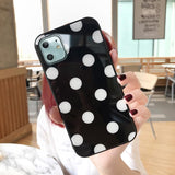 Simple Polka Dots Temperd Glass Phone Case Back Cover for iPhone 11 Pro Max/11 Pro/11/XS Max/XR/XS/X/8 Plus/8/7 Plus/7 - halloladies