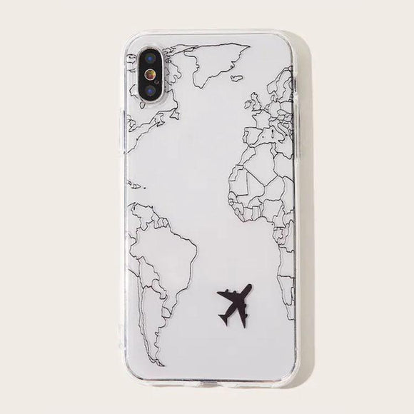 Popular Planes Map Designs Soft Phone Case Back Cover - iPhone 11/11 Pro/11 Pro Max/XS Max/XR/XS/X/8 Plus/8/7 Plus/7 - halloladies