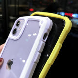 Shockproof Bumper Silicone Frame Transparent Candy Color Phone Case Back Cover - iPhone 12 Pro Max/12 Pro/12/12 Mini/SE/11 Pro Max/11 Pro/11/XS Max/XR/XS/X/8 Plus/8 - halloladies