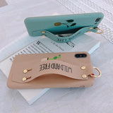Cute Letters Cactus Bracket Wrist Strap Soft Phone Case Back Cover for iPhone 12 Pro Max/12 Pro/12/12 Mini/SE/11 Pro Max/11 Pro/11/XS Max/XR/XS/X/8 Plus/8 - halloladies