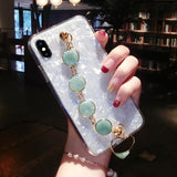 Dream Shell Marble Diamond Wristband Soft TPU Phone Case Back Cover for iPhone 11/11 Pro/11 Pro Max/XS Max/XR/XS/X/8 Plus/8/7 Plus/7 - halloladies