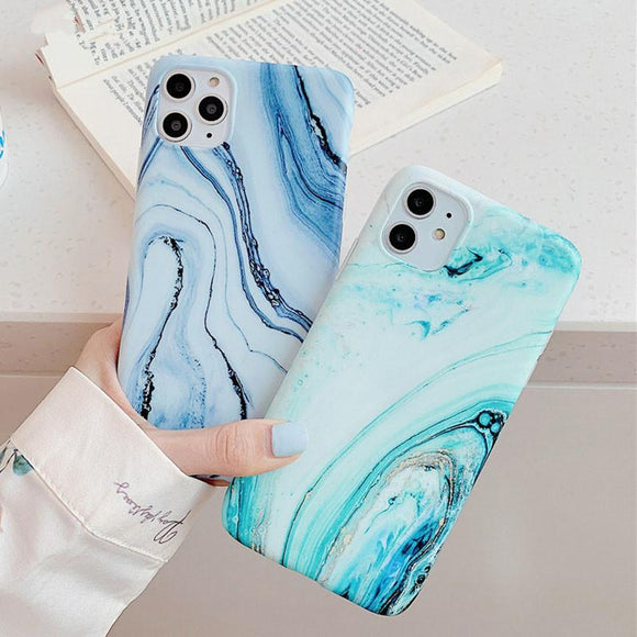 Retro Marble Wave Texture Soft Phone Case Back Cover - iPhone 11/11 Pro/11 Pro Max/XS Max/XR/XS/X/8 Plus/8/7 Plus/7 - halloladies