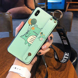 Cutre Cartoon Crocodile with Wrist Strap Lanyard Phone Case Back Cover - iPhone 11/11 Pro/11 Pro Max/XS Max/XR/XS/X/8 Plus/8/7 Plus/7 - halloladies