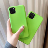 Solid Color Fluorescent Green Soft Phone Case Back Cover - iPhone 12 Pro Max/12 Pro/12/12 Mini/SE/11 Pro Max/11 Pro/11/XS Max/XR/XS/X/8 Plus/8 - halloladies