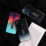 Night Sky Moon Nebula Stretch Ring Stand Design Phone Case Back Cover for iPhone 11 Pro Max/11 Pro/11/XS Max/XR/XS/X/8 Plus/8/7 Plus/7/6s Plus/6s/6 Plus/6 - halloladies
