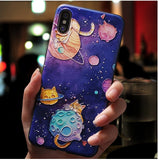 Cat Space Cartoon Paint Phone Case Soft Back Cover for iPhone 12 Pro Max/12 Pro/12/12 Mini/SE/11 Pro Max/11 Pro/11/XS Max/XR/XS/X/8 Plus/8 - halloladies