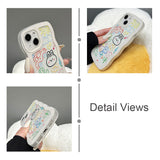 Cute Cartoon Drawing Lucky Rabbit with Curly Wavy Frame Clear Case for iPhone