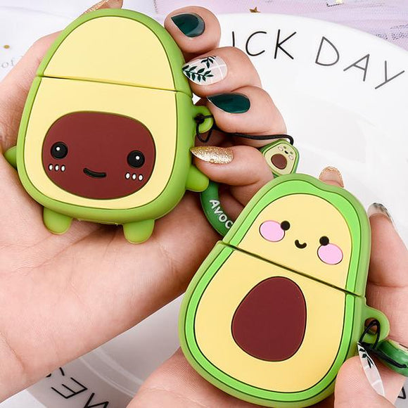 Cartoon Avocado with Ring Lanyard Airpods Case Wireless Bluetooth Earphone Cases for Airpods - halloladies