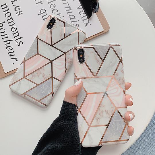 Fashion Artistic Geometric Marble Soft Silicone Phone Case Back Cover for iPhone XS Max/XR/XS/X/8 Plus/8/7 Plus/7/6s Plus/6s/6 Plus/6 - halloladies