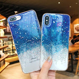 Glitter Gradient Stars Phone Case Back Cover - iPhone 11 Pro Max/11 Pro/11/XS Max/XR/XS/X/8 Plus/8/7 Plus/7 - halloladies