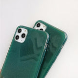 Glitter Solid Color Midnight Green Phone Case Back Cover - iPhone 11 Pro Max/11 Pro/11/XS Max/XR/XS/X/8 Plus/8/7 Plus/7 - halloladies